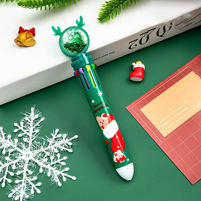 Xihbxyly Bolígrafo de 10 Colores, Diseño Multifuncional 10 En 1, Escritura Suave, Selección de Colores Vibrantes, Ideal para Oficina, Escuela, Fiestas, Regalo de Navidad, Tamaño 16 X 2,8 Cm