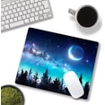 thumbnail image 4 of Mouse Pad, Cute Mouse Pads, Square Washable Cloth Personalized Mouse Mat with Design, Gaming Office Home Non-Slip Rubber Base Computer Mousepad, Forest Moon, 4 of 6