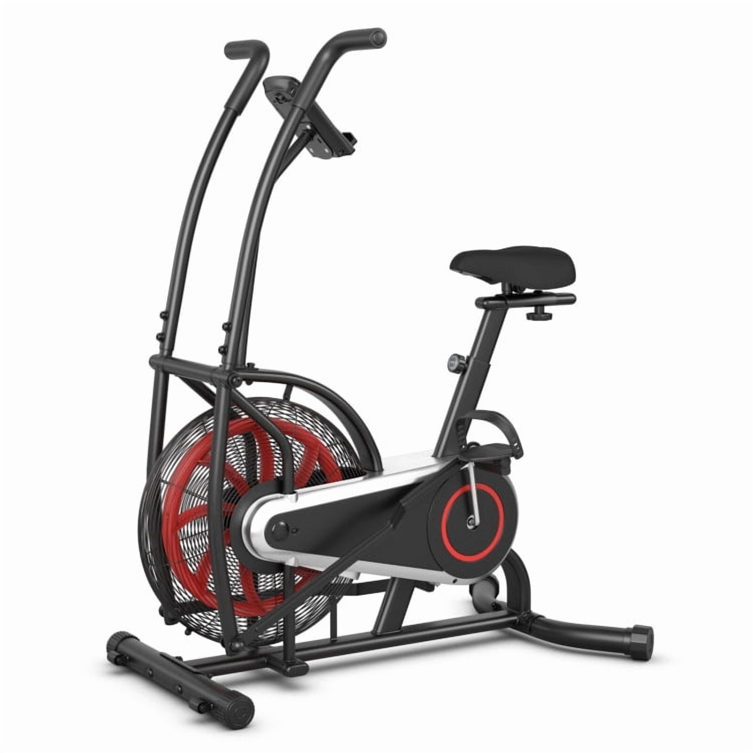 Topcobe Indoor Upright Air Bike with Unlimited Resistance for Home, Cycling Bike Stationary with Comfortable Seat Cushion, Black