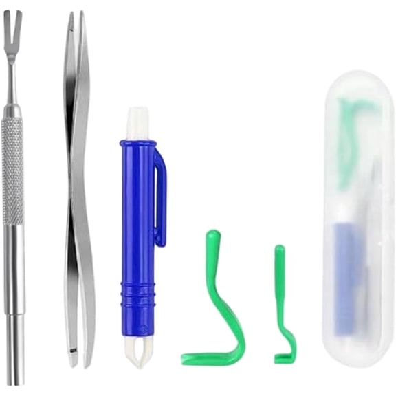 Tick Removal Kit for Cats and Dogs 6 in 1, Pet Tick Remover Tool Set with Ergonomic Tweezers and Storage Holster, Portable Grooming for Indoor Outdoor Pet Care