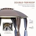 thumbnail image 4 of Spaco 144x144 Inch Round Outdoor Gazebo, Patio Dome Gazebo Canopy Shelter with Double Roof, Netting Sidewalls and Curtains, Zippered Doors AS, Easy Up Screened Canopy for Patio and Backyard, 4 of 5