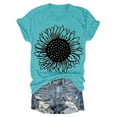 thumbnail image 2 of Bovemsi Women's Sunflowers Short Sleeve T Shirts Vintage Cute Graphic Crew Neck Summer Casual Tops, Blue Women's Summer Short Sleeve T-Shirts, L, 2 of 4