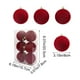 thumbnail image 2 of Juego de bolas de Navidad flocadas - 8cm 6pcs Rojo, Decoraciones de Navidad, 6 Piezas, Variados estilos de decoraciones para el árbol de Navidad, También para otras fiestas, 2 of 6