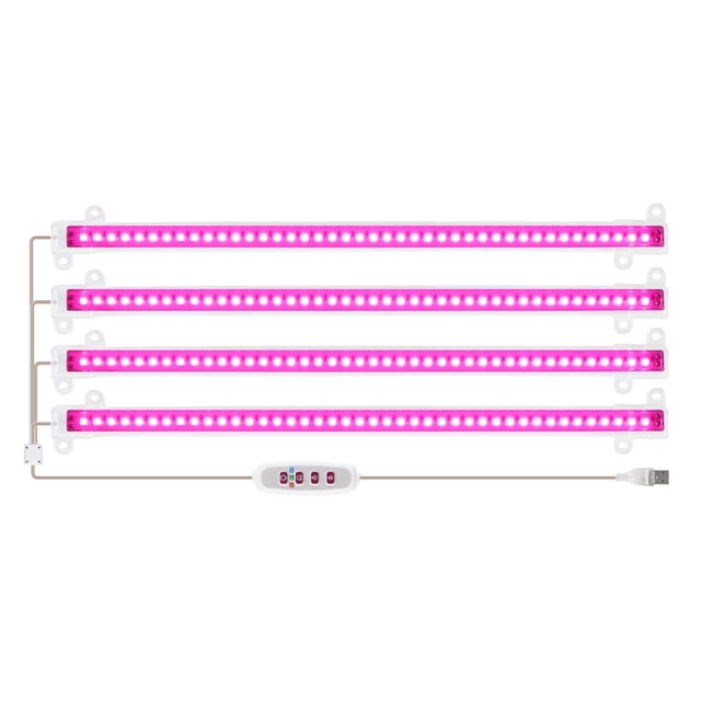 Yuarrent Tiras de luz LED creciente USB ABS Phytolamp 5 modos de iluminación Linterna ajustable Luces de espectro completo para oficina Invernadero Jardín y Patio Cuatro Cabezas Rosa Yuarrent HA011849-07B