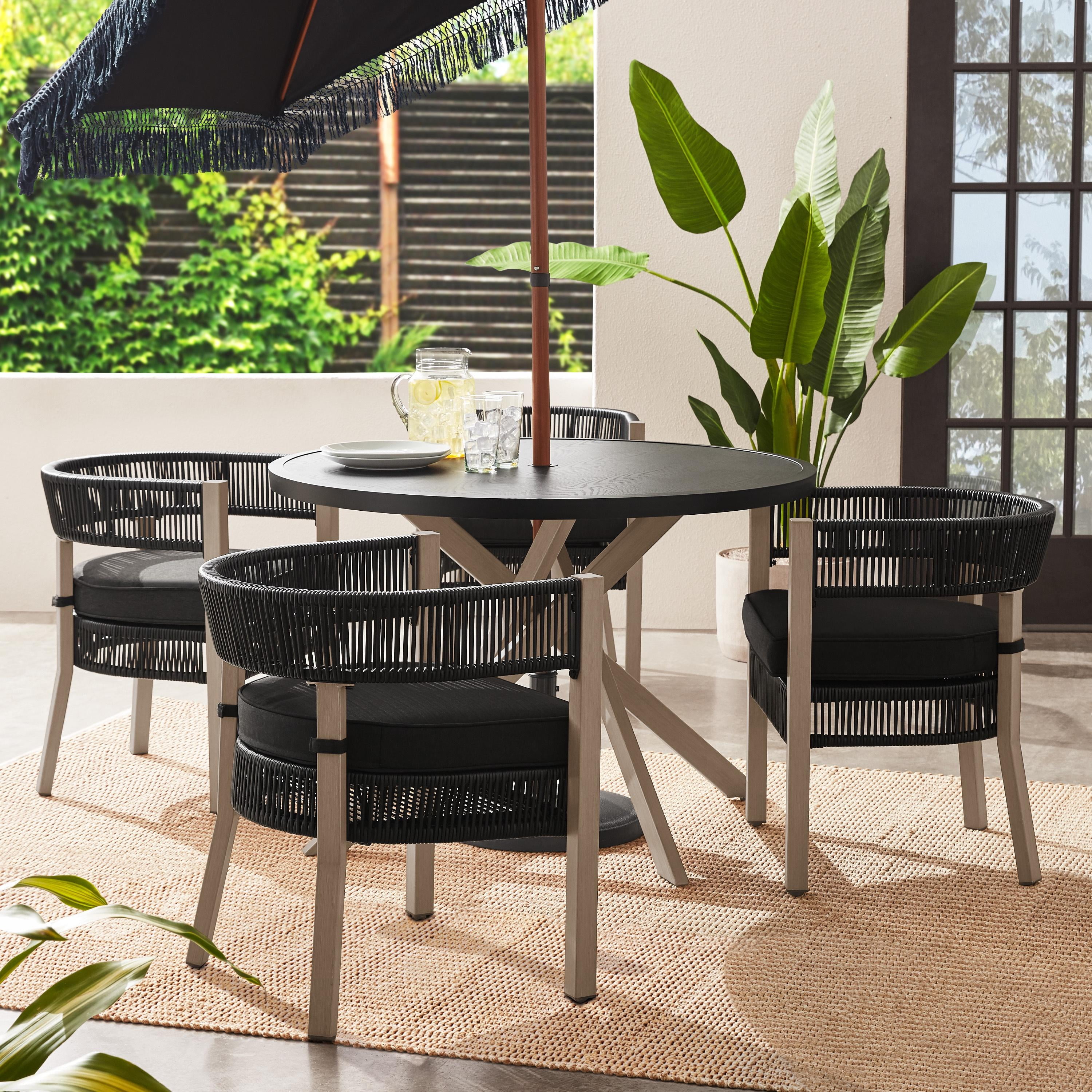 Better Homes Gardens Tarren 5 Piece Outdoor Dining Set Black Walmart