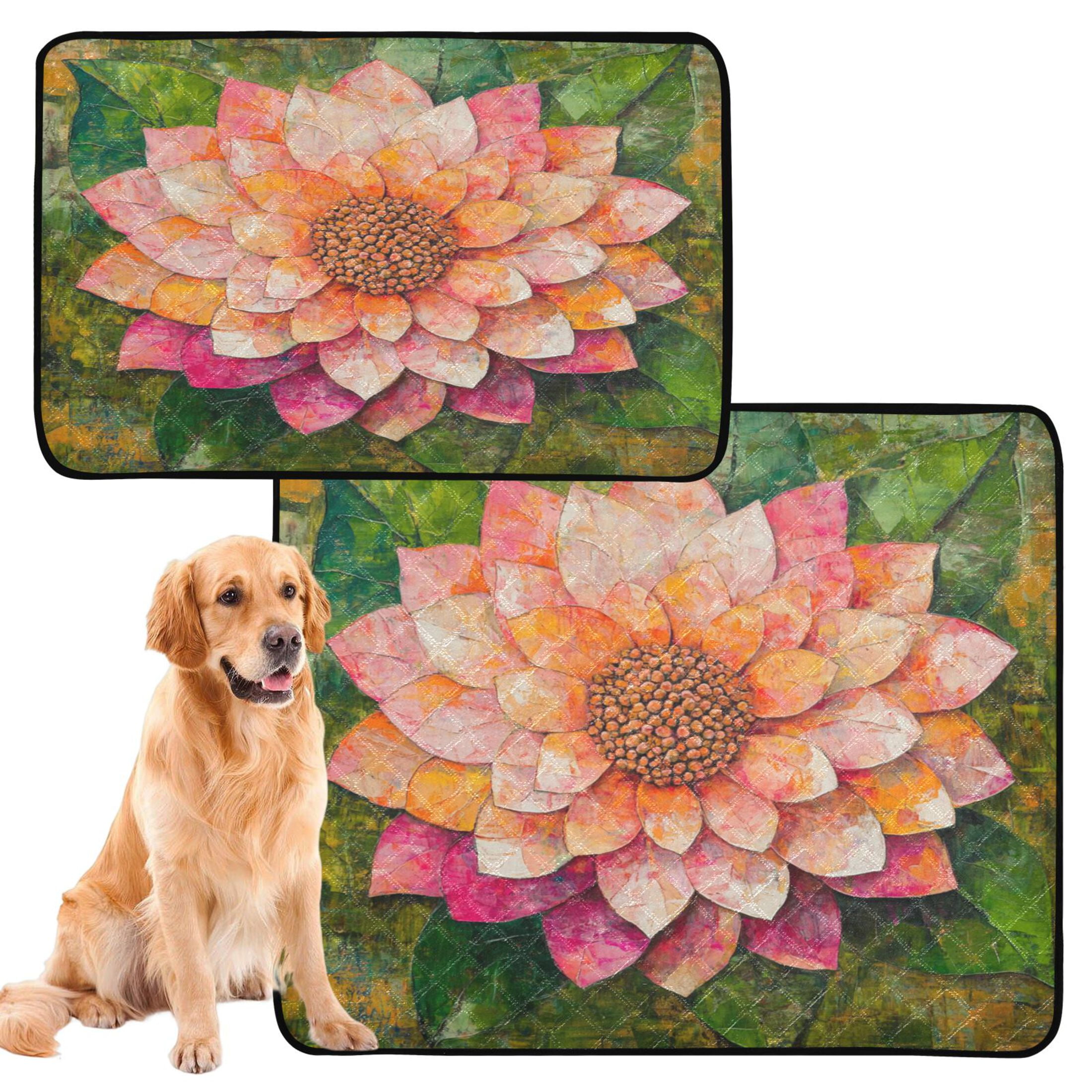 Qxltty King Flower Cat litter Pads Pet Set of 3 Diaper Mats Center Anti-leakage Layer Absorbent Soft and Comfortable