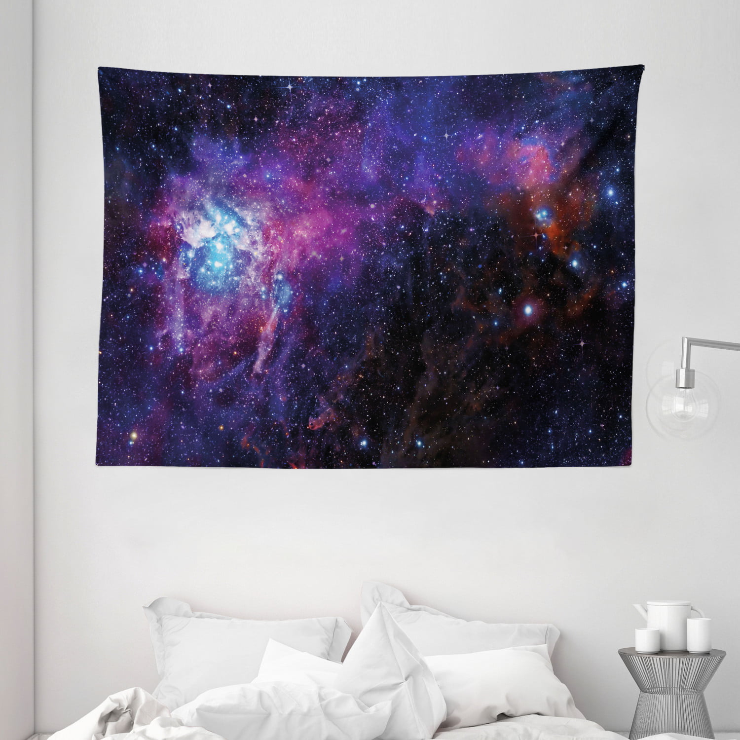Galaxy Tapestry, Starry Night Nebula Cloud Celestial Theme Image Space  Decorations Art Print, Wall Hanging for Bedroom Living Room Dorm Decor, 80W  X 