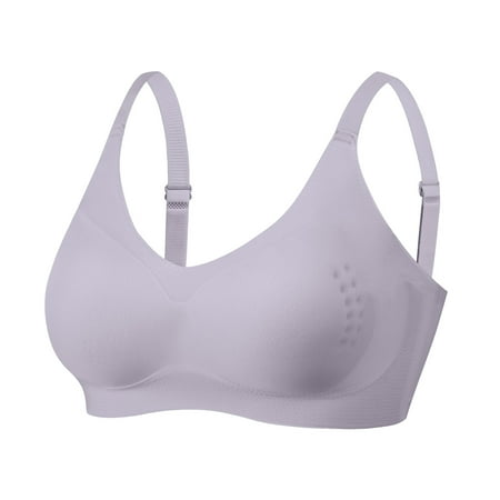 zuwimk Bras For Women Full Coverage Women s Wirefree Wireless Plus Size Lace Minimizer Bra Purple XXL