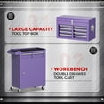 thumbnail image 5 of SOLAURA 5-Drawer Rolling Tool Chest with Detachable Top Box, Metal Tool Box with Wheels, Lockable Storage Cabinet for Warehouse, Garage, Workshop, Barbershop, Purple, 5 of 9