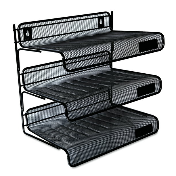 Universal Deluxe Mesh ThreeTier Desk Shelf, 3 Sections, Letter Size Files, 13.25" x 9.25" x 12.