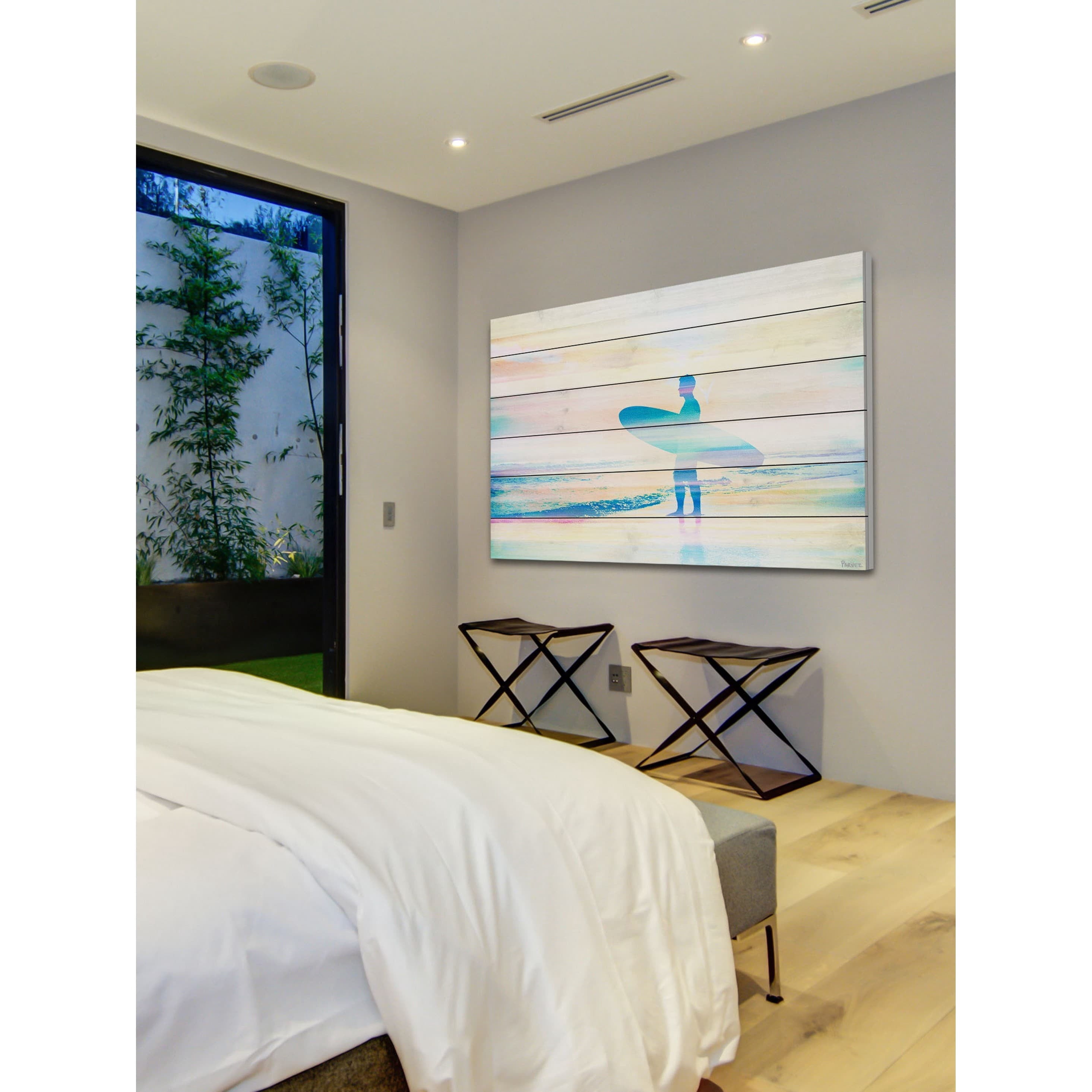Parvez Taj "Faded Surf" Print on White Wood