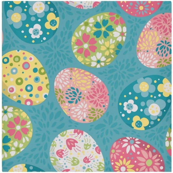 Coolnut Happy Easter Day Eggs Cloth Napkins Set of 6,Reusable Washable Polyester Dinner Table Napkins for Family,Kitchen,Dining,Party Decor