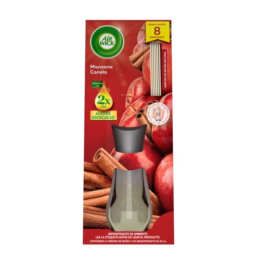 Aromatizante de ambiente, Air Wick®, Reed Diffuser, aromatizante con 6 varitas de ratán, Manzana Canela 42 mL