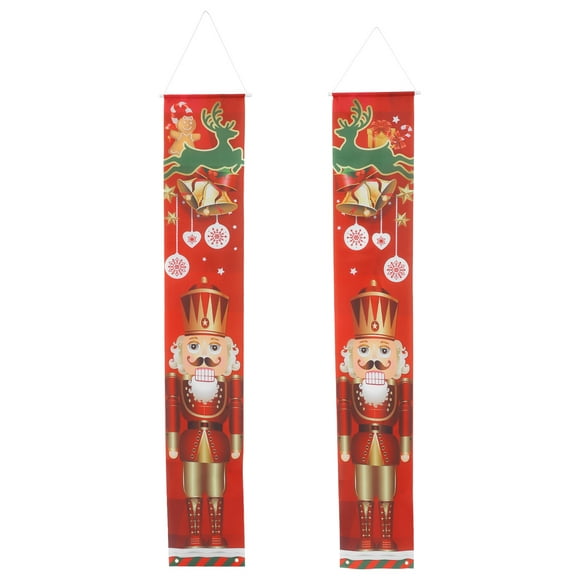 CIMAXIC christmas 1 Pair Christmas Nutcracker Themed Couplets Decorative Door Couplet Decors,70.87"X11.81"X0.04"
