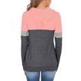 thumbnail image 3 of Sudadera con capucha para mujer, Top informal, sudadera con cordón de 3 colores, fibra de poliéster para otoño, rosa, gris oscuro, M, 3 of 5