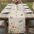 thumbnail image 4 of Wildflowers Table Runner - 48 Inch Long Spring Vintage Tulip Butterfly Floral Leaf Cotton and Linen Blended Dress Scarves Farmhouse Table Runner for Kitchen Dining, Coffee Table, 13" x 48", 4 of 8