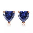 thumbnail image 2 of Paris Jewelry 24k Rose Gold Plated Over Sterling Silver 4 Carat Heart Created Blue Sapphire Stud Earrings, 2 of 2