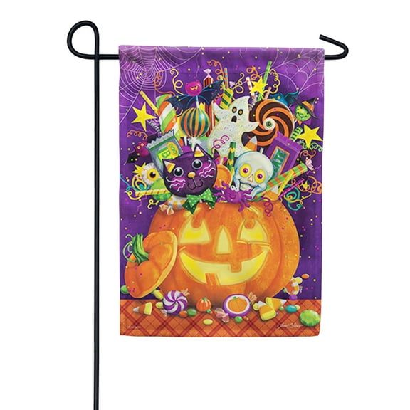 Carson Garden Flag - Tricky Treats, 12.5 x 18 inch Double Sided Outdoor Yard Decorative Flag