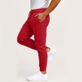 thumbnail image 3 of MKKAS Men's Joggers with Pockets Multi-Color Fleece Tapered Sweatpants for Lounge and Casual Wear Spring Fall Activewear, Red, 2XL, 3 of 9