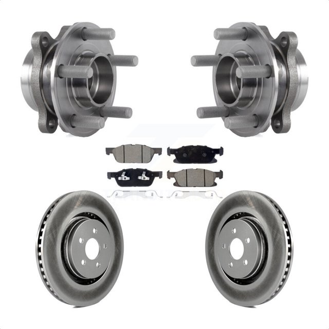 Transit Auto Front Hub Bearing Assembly Coated Disc Brake Rotors and Ceramic Pads Kit for Car 2019-2023 Lincoln Nautilus with Vented Rear KBB-127245