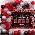 thumbnail image 6 of 8x6FT Congrats Grad Backdrop 2026 Graduation Party Decorations Black Red Ballon Glitter Photography Background Class of 2026 School Party Supplies Vinyl, 6 of 7