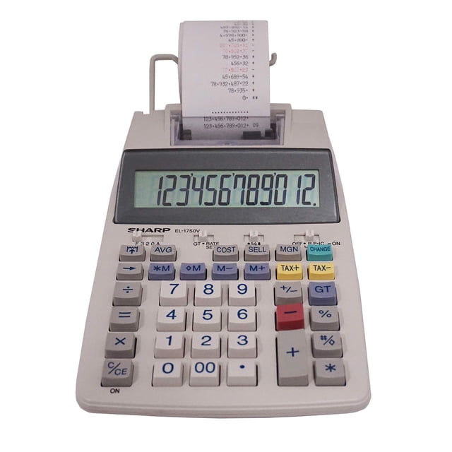 Calculadora de impresión Sharp El-1750V de escritorio de 12 dígitos