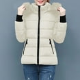 thumbnail image 5 of Maqroz Winter Jackets Women Warm Padded Parka Puffer Jacket Quilted Short Down Coat Thick Parkas Warm Zip Up Jackets with Faux Fur Hood Outerwear, Beige L, 5 of 7