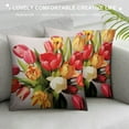 thumbnail image 3 of COMIO  Square Throw Pillow Covers Beautiful Tulips Flowers Vintage Floral Design Pillow Cases Decorative for Home Bedroom Sofa Pillowcases Standard, 3 of 5