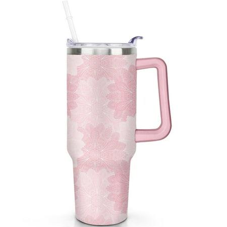 

Flight Attendant Gift for Boho Style - 40oz Insulated Coffee Tumbler With Handle Spill Proof Lid & Travel Straw