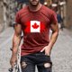 thumbnail image 1 of Tops para hombre, blusas y camisas de cuello redondo y manga corta para hombre. Camiseta de cuello redondo y manga corta con estampado de bandera canadiense para hombre. Blusa de algodón y poliéster p, 1 of 5