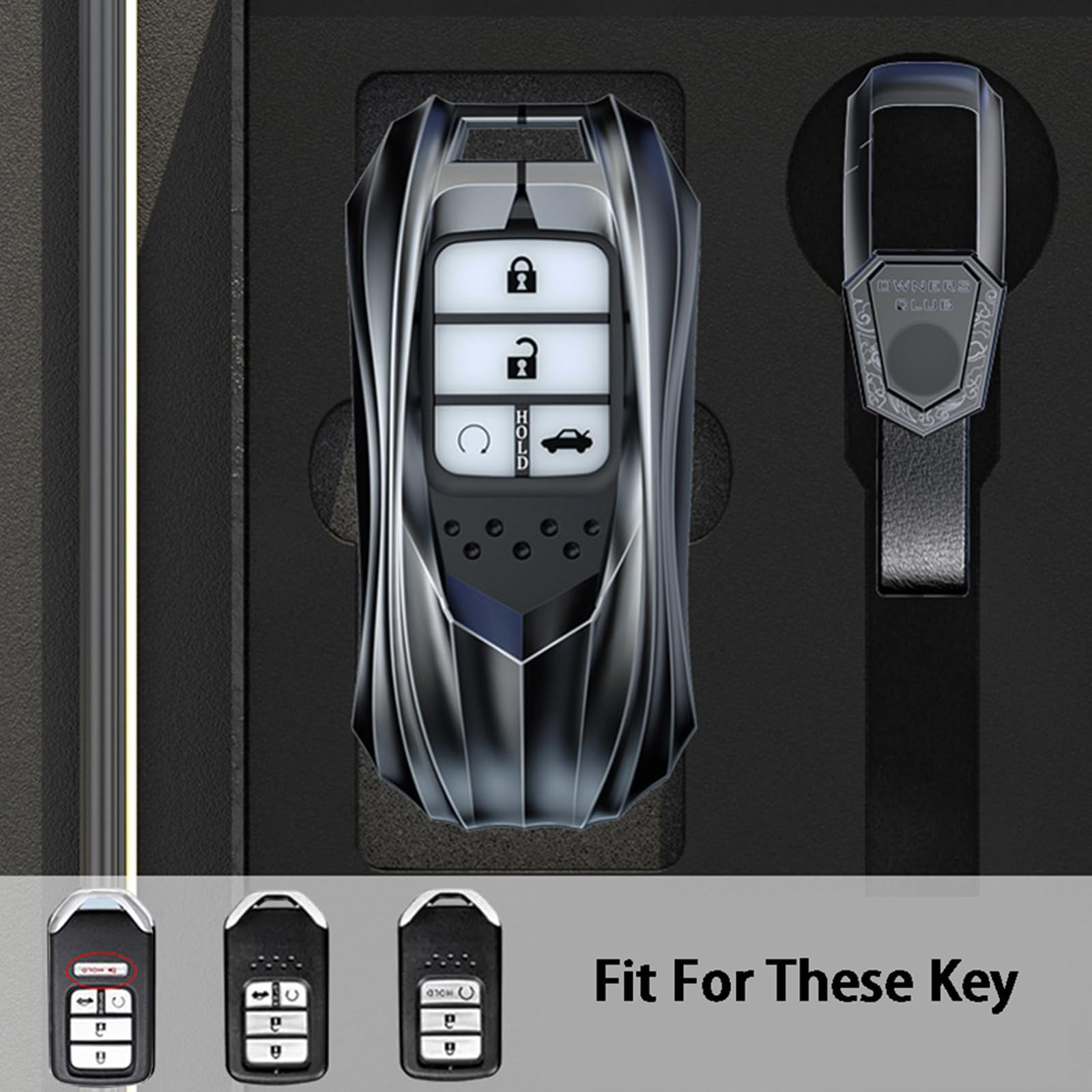 Zinc Alloy Smart Remote Car Key Fob Case Holder Cover Shell Compatible for Honda Accord Civic CR-V CRV Pilot Passport Insight EX EX-L