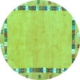 thumbnail image 1 of Ahgly Company Machine Washable Indoor Round Abstract Turquoise Blue Contemporary Area Rugs, 5' Round, 1 of 4