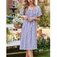 thumbnail image 4 of Ekouaer Cotton Nightgowns for Women Short Sleeve House Dress Pleated Night Gown Button Sleep Shirt Ladies Nightdress, 4 of 6