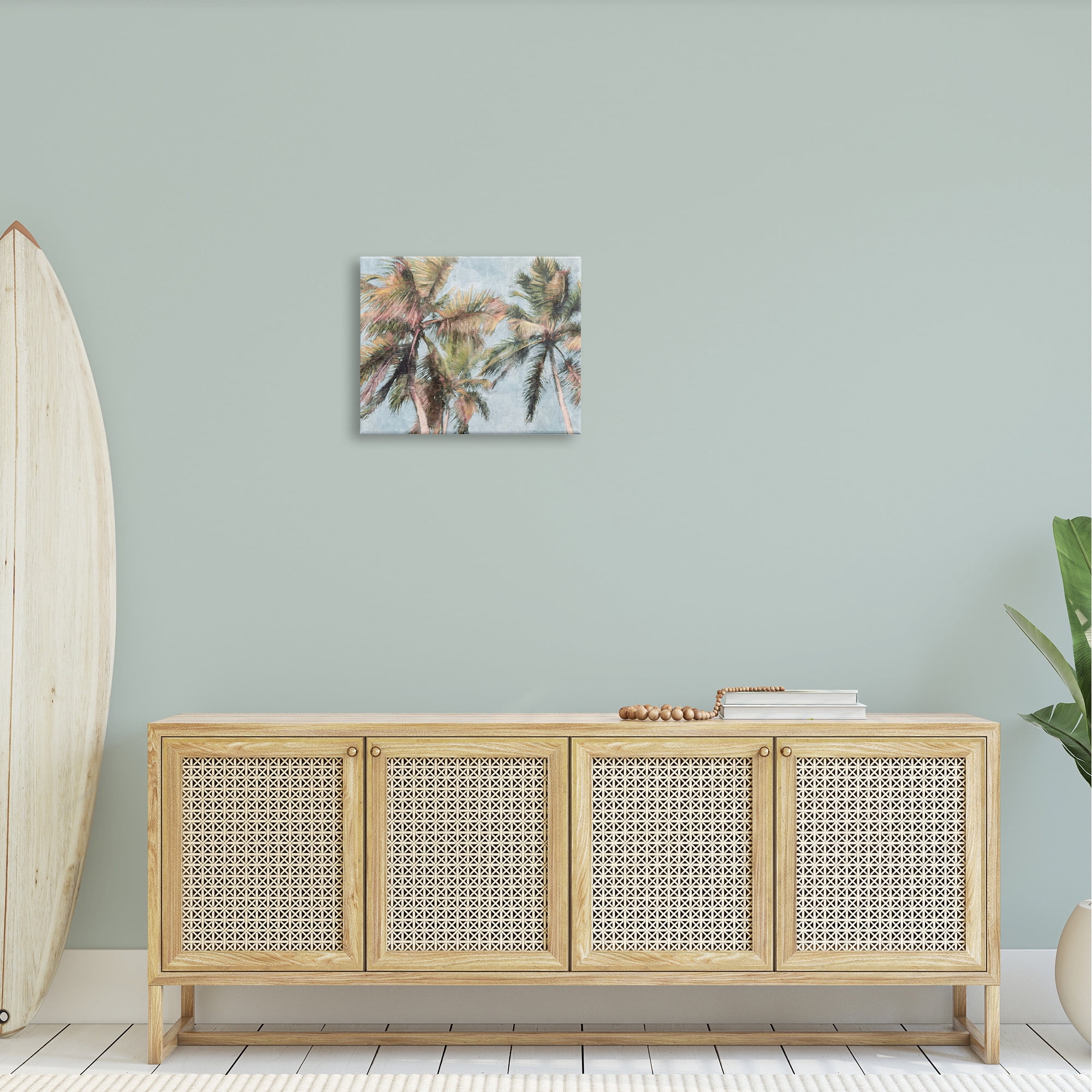 Stupell Industries Tall Looming Breezy Palm Trees Graphic Art Gallery Wrapped Canvas Print Wall Art, Design by Nina Blue