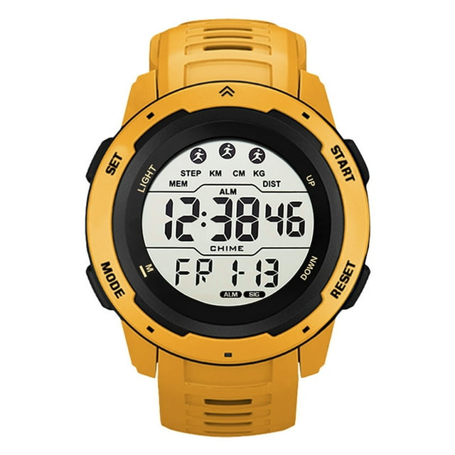 Mens Sport Running Watch, Digital Sports Watch Wear Resistant Multifunctional Luminous For Outdoor Yellow,Black,Gray,Green,Red