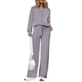 thumbnail image 1 of Conjunto Deportivo de Mujer PRETTYGARDEN 2 Piezas Sudadera con Media Cremallera y Pantalones Palazzo Gris Talla S, 1 of 7