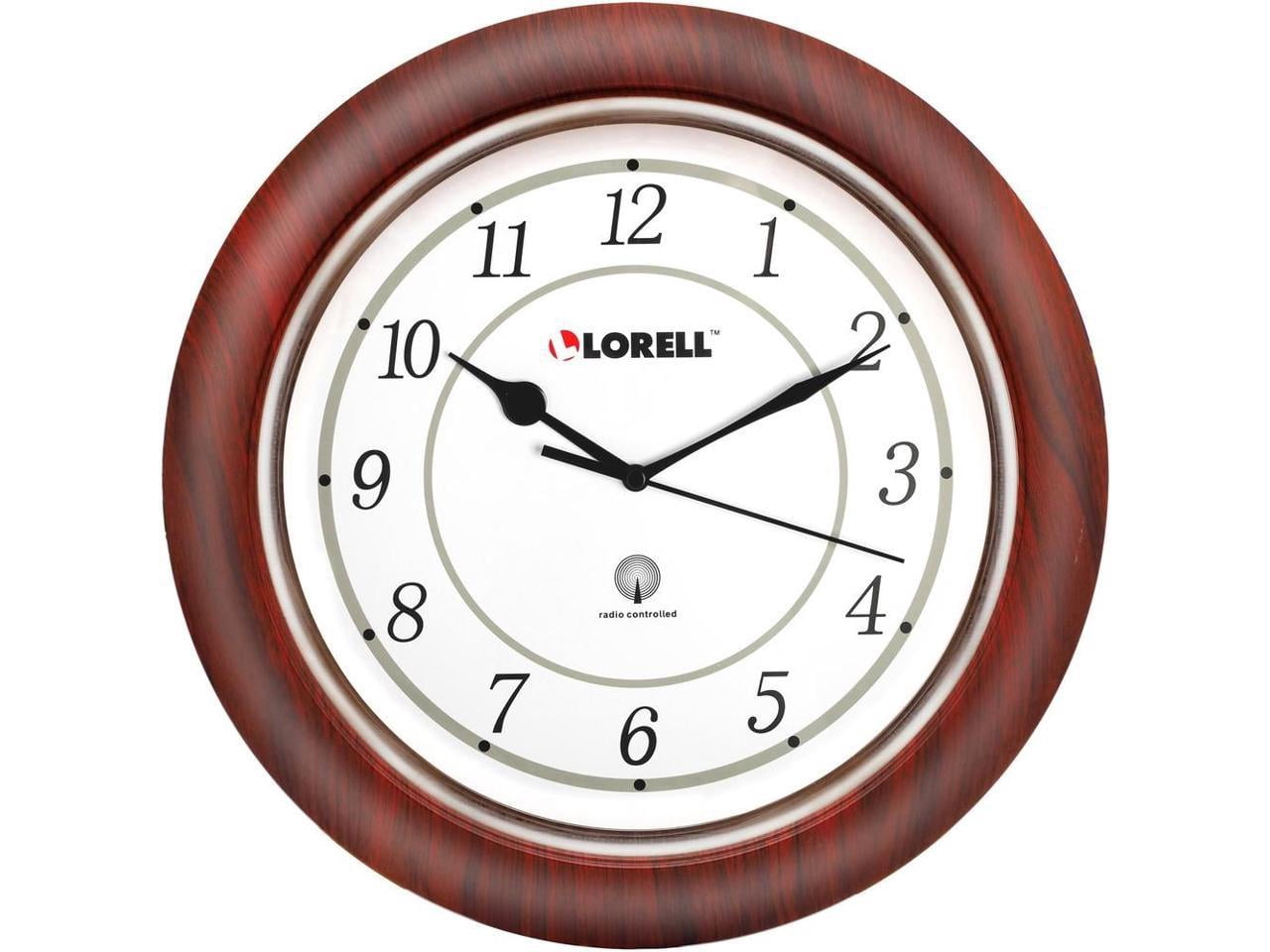 Lorell Wall Clock Arabic Numerals 13-1/4" White Dial/Woodgrain 60986