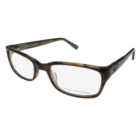 New John Varvatos V344 Mens Designer Full-Rim Brown Premium Ultimate Comfort Optical Frame Demo Lenses 51-19-140 Eyeglasses/Eyewear