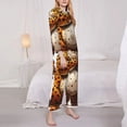 thumbnail image 3 of Pofeuu Cartoon Cheetah With Attitude Print Womens Pajamas Set Long Sleeve Sleepwear Button Down Nightwear Soft Pj Lounge Sets Button Down Pajamas Women-Small, 3 of 7