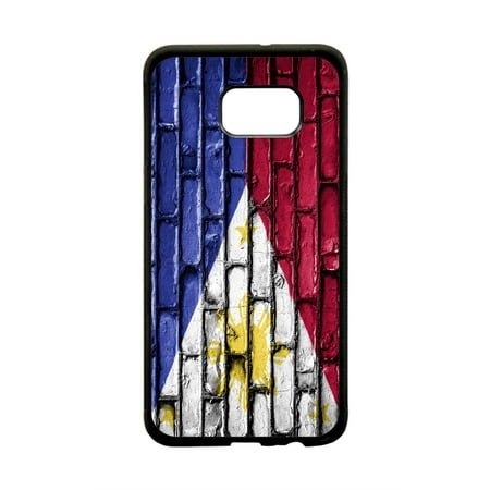 Philippines Flag Brick Wall Print Design Black Plastic Protective Phone Case That Is Compatible with the Samsung Galaxy (Best Cheap Phones Philippines)