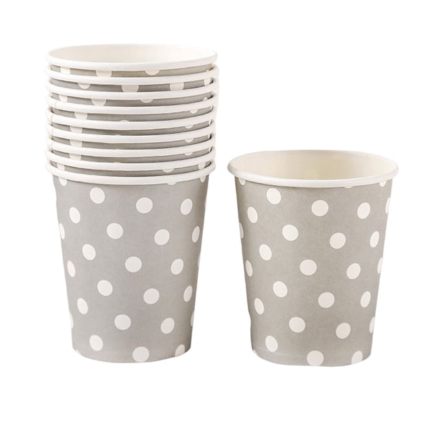 Toystoory 10 Uds taza Dot desechable cena decoración mantel tazas cumpleaños repast hornear recipiente vajilla boda ceremonia Cocina y Comedor Gris Toystoory HA072605-11