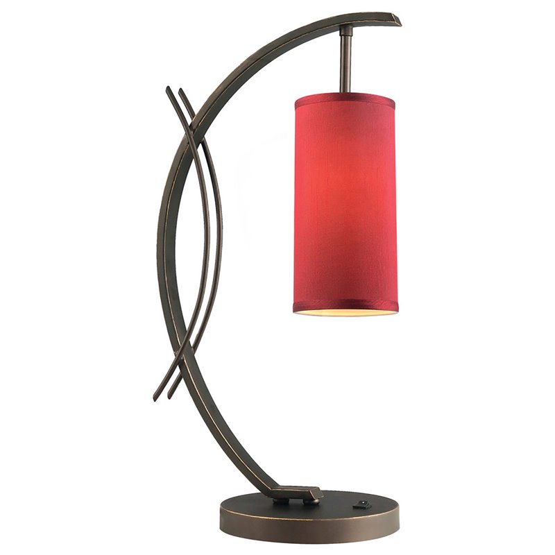 Woodbridge Lighting Steel & Glass Table Lamp in Bronze/Maroon - Walmart.com