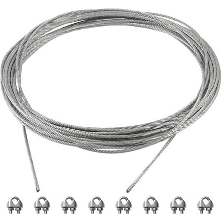 

Sunrise Shade Sail Hardware Kit 85-Feet Wire Rope And 8 Pcs Clamps Coated Steel Cable 3/16 Inch - 1/4 Inch (4.78 Mm - 6.35 Mm) Perfect For Set Up Your Shade Sail