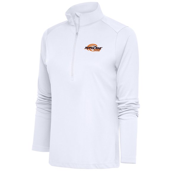 Women's Antigua  White Pepperdine Waves Tribute Half-Zip Pullover Top