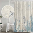 thumbnail image 4 of Blue Seahorse Coastal Shower Curtain Set - 48" x 72" Washable Bathtub Curtain with 12 Hooks, Summer Beach Nautical Ocean Coral Vintage Waterproof Fabric Shower Curtains for Bathroom/Bathtub Décor, 4 of 6