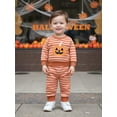 thumbnail image 6 of Loicainy Toddler Baby Boys Halloween Outfits 3 6 12 18 24 Months 2T 3T Stripe Pumpkin Embroidery Sweatshirts and Long Pants 2Pcs Clothes Set, 6 of 9