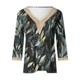thumbnail image 4 of ICHUANYI Womens Fashion Printed 3/4 Length Sleeve Blouses V Neck Shirts Dressy Flowy Loose Tunic Tops, 4 of 5