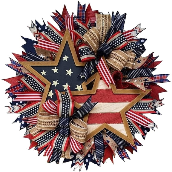 4th of July Independence Day Wreath Decorations, 2023New Summer Patriotic Independence Day Wreath, Memorial Day Wreaths for Front Door, Festival Celebration Farmhouse Wreaths