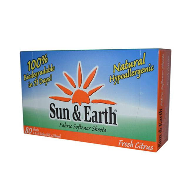 Sun and Earth 141317 Sun and Earth Fabric Softener Sheets Fresh Citrus