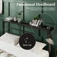 thumbnail image 3 of Amolife Queen Size Metal Platform Vintage Bed Frame with Storage Headboard Shelf, Black Oak, 3 of 6